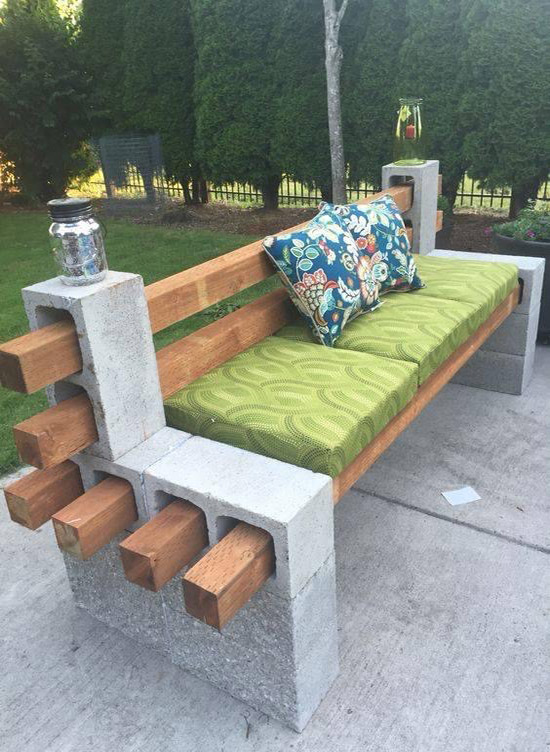 Cinder Block Landscape Timber Furniture