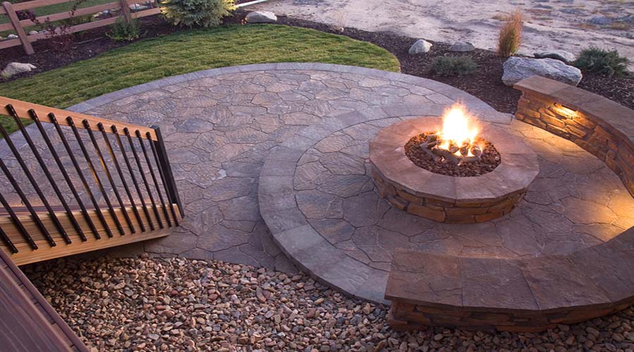 Round Patio Firepit Bench Lg