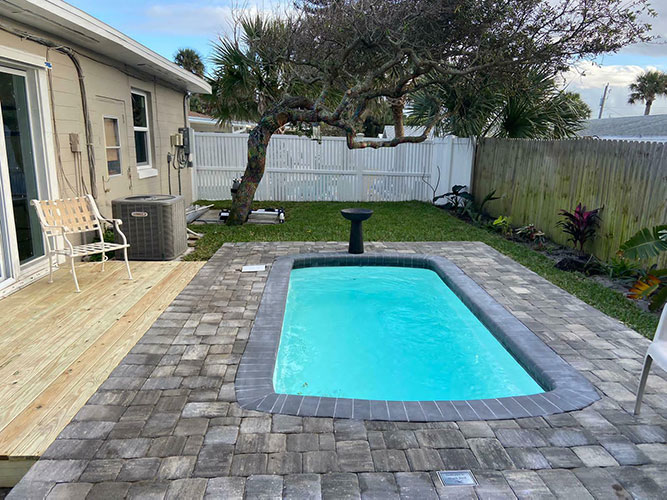 Small Backyard Pool Paver Deck