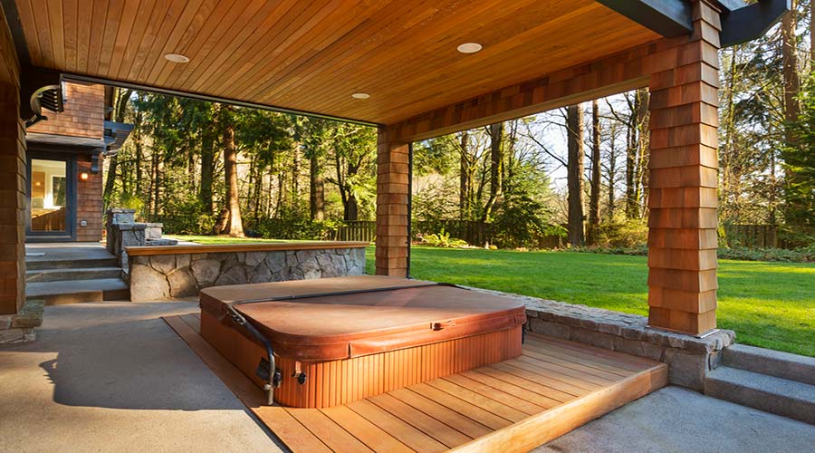 Wood Covered Patio Hottub Lg