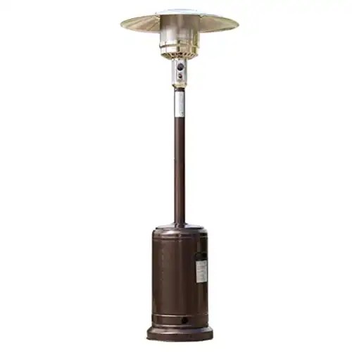 Belleze 48,000 Btu Gas Outdoor Patio Heater With Piezo Ignition System, Wheels For Smooth Mobility, Lp Propane Heat Csa Certified And Hammer Finished - Bronze