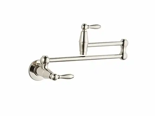 Pfister Port Haven Pot Filler Faucet, Wall Mounted Kitchen Faucet, Polished Nickel Gt533Tdd