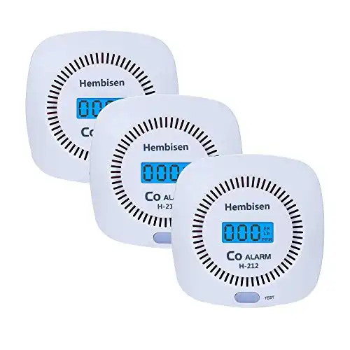 Hembisen Carbon Monoxide Detectors Alarm 3 Pack Co Detector Battery Powered With Digital Display For Home,Easy To Install,Ul2034