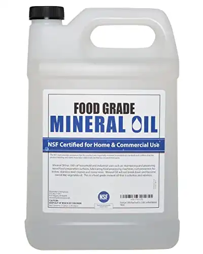 Nsf Certified Food Grade Mineral Oil – Gallon (128Oz), Certified Food Safe Conditioner For Wood Cutting Boards, Butcher Blocks And Stainless-Steel Kitchen Equipment