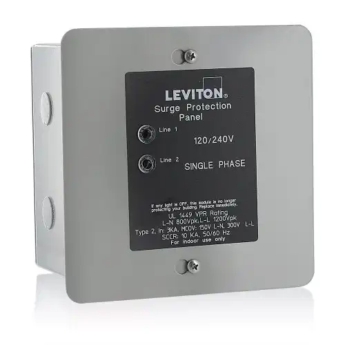 Leviton 51120-1 120/240 Volt Panel Protector, 4-Mode Protection, Light Commercial/Residential Grade, In Nema 1 Enclosure