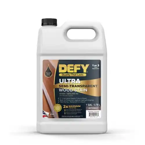 Defy Ultra Semi Transparent Exterior Wood Stain - Premium Stain &Amp; Sealer, 1 Gallon (Butternut)