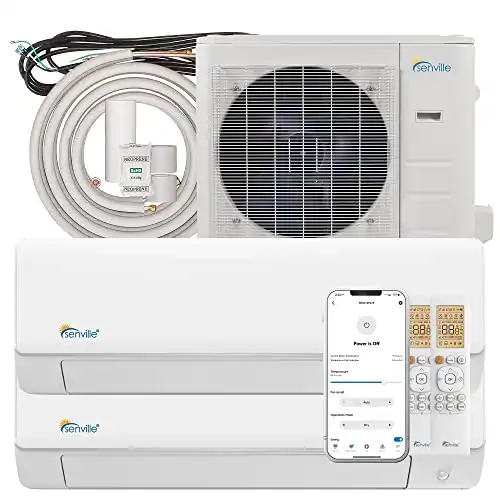 Senville Sena-30Hf/D Dual Zone Mini Split Air Conditioner Heat Pump, 28000 Btu, Works With Alexa, White