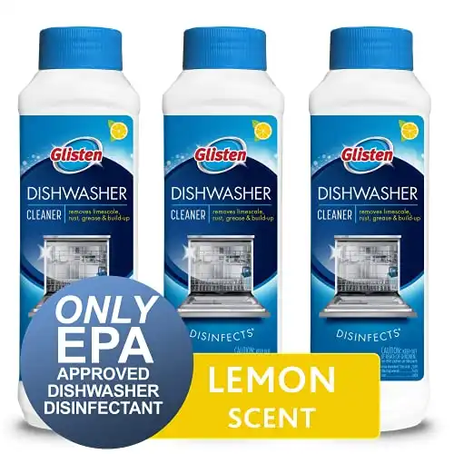 Glisten Dishwasher Cleaner &Amp; Disinfectant, Removes Limescale, Rust, Grease And Buildup, All-Natural, Fresh Lemon, 3-Pack (Dm03N)