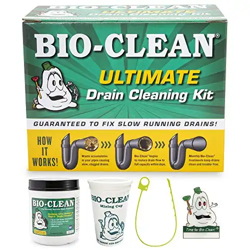 Bio-Clean Ultimate Drain Cleaning Kit Cleans Drains- Septic Tanks - Grease Traps All Natural And 100% Guaranteed No Caustic Chemicals! Removes Fats Oil And Grease, Completely Cleans Your System.