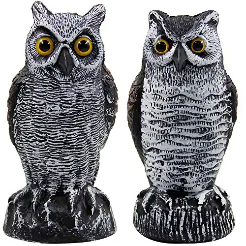 Hausse 2 Pack Fake Horned Owl Bird Scarecrow Decoy, Plastic Owl Bird Deterrents, Halloween Outdoor Decoration, Nature Enemy Pest Repellent For Outdoor Garden Yard