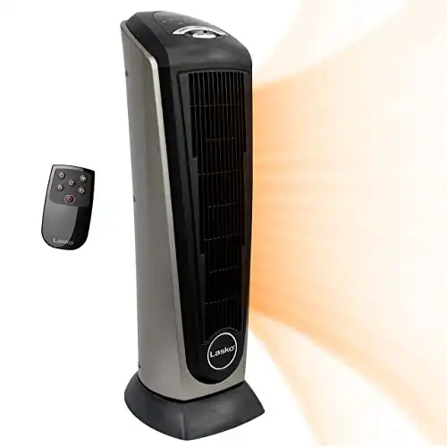 Lasko Lasko-22 Digital Ceramic Oscillating Remote (751320) Tower Heater, 8.5X2033 L X 7.25X2033 W X 23X2033 H, Grey/Black